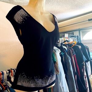 Black and Silver Blouse size M / L Spandex